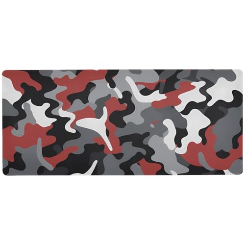 Anime-Mauspad für Reisen, großes Mauspad für Schreibtisch, 80 x 30 cm, Camouflage, Grau / Rot / Schwarz Anime-Mauspad für Reisen, großes Mauspad für Schreibtisch, 80 x 30 cm, Camouflage, Grau / Rot / Schwarz von Amooorous