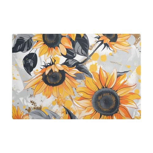 Anime Sonnenblume Ash Bright Orange Kaffeematten für Arbeitsplatte Leder Wasserabsorbierende Kaffeemaschine Matte für Arbeitsplatten für Arbeitsplatten von Amooorous