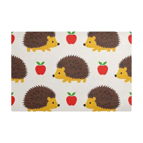 Beige Cartoon Obst Igel Silhouette Kaffeematte für Kaffee Bar Leder Feuchtigkeitsabsorbierende Kaffeemaschine Matte Theke für Theke von Amooorous