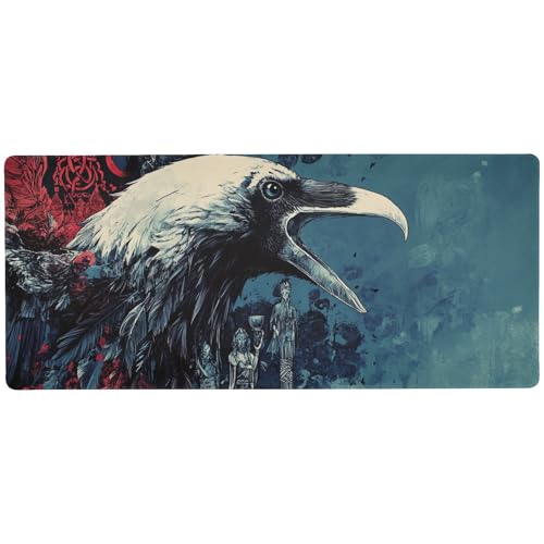 Bird Night Bloody Flashy Office Mauspad zum Schreiben, multifunktionale kleine Schreibtischunterlage für Tastatur und Maus, 80 x 30 cm von Amooorous