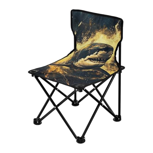 Black Gold Fierce Fish Sea Packable Camping Chairs for Adults Ultraleichter Rucksack Stühle für Erwachsene Inklusive Tragetasche Rasen Stuhl für Angeln Camp von Amooorous
