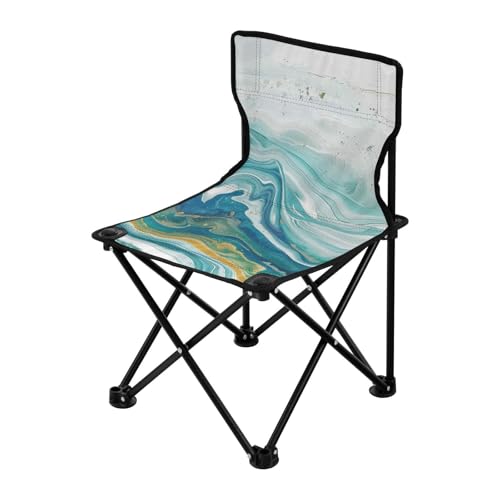 Blau-Grüner Marmor Textur Klappstuhl Campingstuhl Ultraleicht Faltbarer Stuhl Inklusive Tragetasche Eisangelstühle für Erwachsene für Rasen Reisen von Amooorous