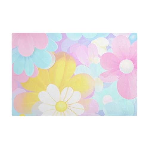 Blau-rosa Blumen im Sommer, Kaffeematten für Küche, Leder, saugfähig, schnell trocknend, Matten für Theke Blau-rosa Blumen im Sommer, Kaffeematten für Küche, Leder, saugfähig, schnell trocknend, Matten für Theke von Amooorous