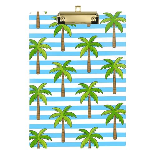 Blau-weiß gestreifte Kokospalme Klemmbrett Ordner Standardloch für Klassenzimmer Zubehör für Lehrer Elementary Tabla para escribir con Clip Größe 9 x 12 von Amooorous