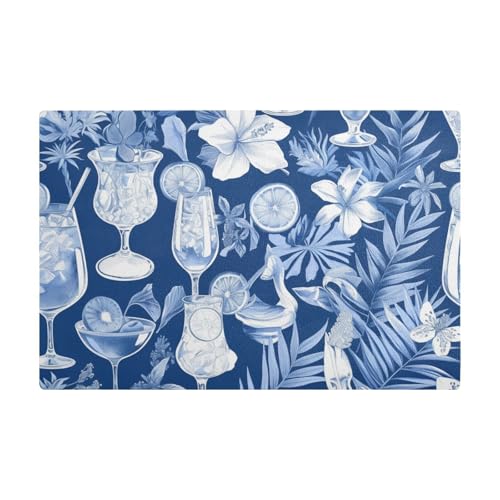 Blaue und weiße Cocktail-Kaffeematte für Kaffeebar, Leder, schnell absorbierende Kaffeemaschine, Arbeitsplatte für Kaffeemaschine Blaue und weiße Cocktail-Kaffeematte für Kaffeebar, Leder, schnell absorbierende Kaffeemaschine, Arbeitsplatte für Kaffeemaschine von Amooorous