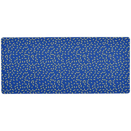 Blauer Hintergrund mit gelben Streifen, dünnes Tastatur-Mauspad für den Schreibtisch, waschbar, Gaming-Mauspad, groß, 80 x 30 cm von Amooorous