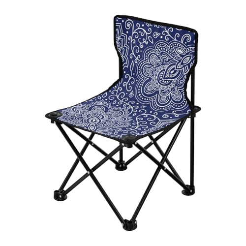 Blauer Vintage Boho Blumenmuster Kompakter Ultraleicht Campingstuhl Ultraleicht Kompakt Klappstuhl Inklusive Tragetasche Angelstuhl für Reisen Rasen von Amooorous