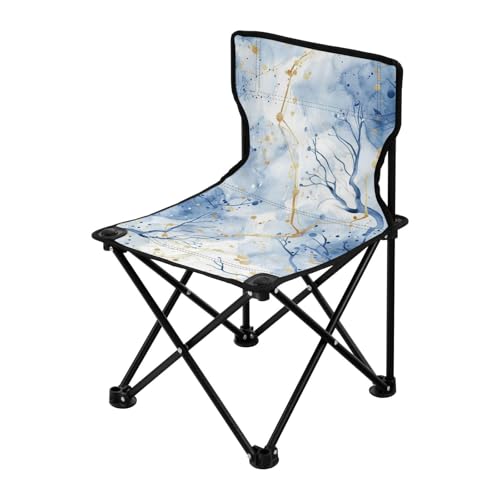 Blauer goldener Marmor, kompakter ultraleichter Campingstuhl, ultraleichter faltbarer Rucksackstuhl, inklusive Tragetasche, Eisangelstühle für Indoor-Camping von Amooorous