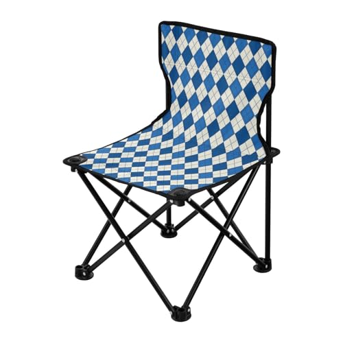 Blauer und weißer Klappstuhl mit Traumgitter, Campingstuhl, ultraleicht, Rucksackreisen, Tragetasche, Outdoor-Stuhl zum Angeln, Wandern von Amooorous