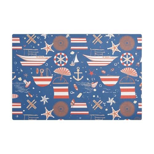 Blue Sea Ocean Stripe Arbeitsplatte Kaffeematte Leder Wasserabsorbierende Kaffeemaschine Pads für Kaffeemaschine von Amooorous