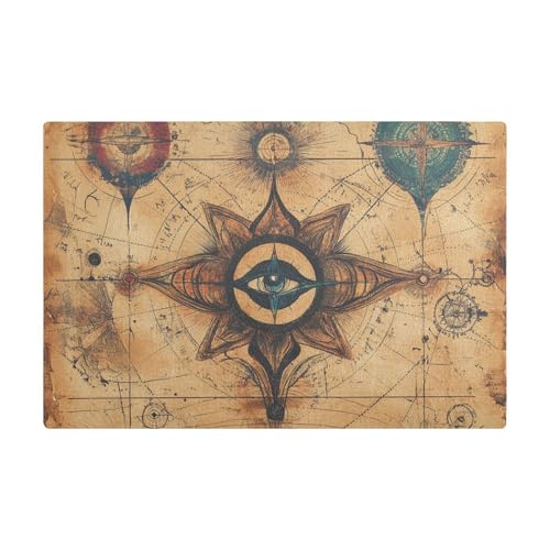Boho Vintage Mysterious Symbols Brown Coffee Mat Leather Fast Absorbing Mat for Coffee Maker for Counter Boho Vintage Mysterious Symbols Brown Coffee Mat Leather Fast Absorbing Mat for Coffee Maker for Counter von Amooorous