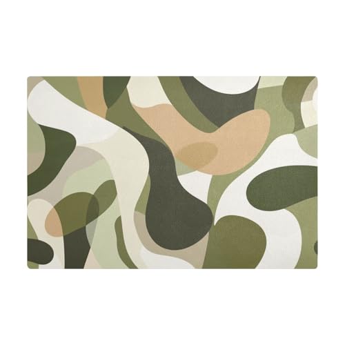 Camouflage-Kaffeematten für Arbeitsplatte, Leder, saugfähig, schnelle Kaffeemaschine für Arbeitsplatte für Theke, Grün / Weiß von Amooorous