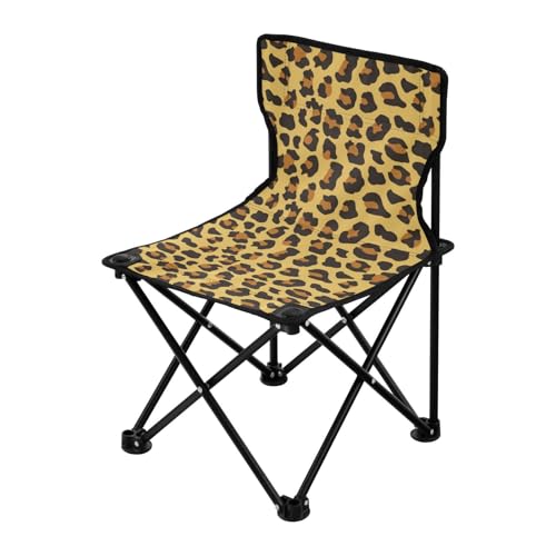 Campingstuhl mit Leopardenmuster, faltbar, ultraleicht, Strandstuhl, inklusive Tragetasche, Eisangelstuhl mit Rückenlehne, für Rasen im Freien von Amooorous