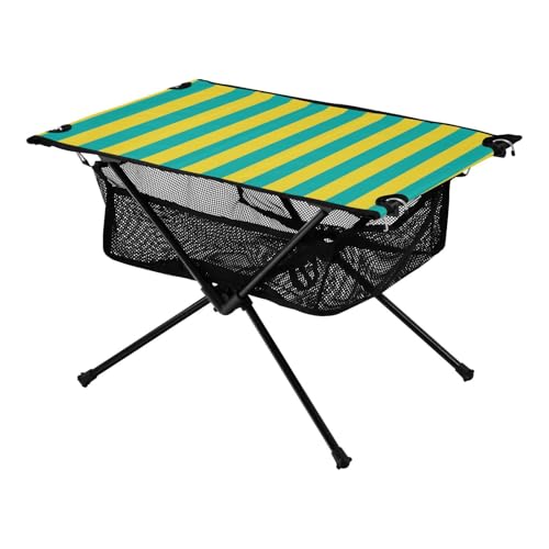 Campingtische gelb blau einfache Streifen stabil wetterfest Grilltisch mit Aufbewahrungstasche für Camping Wandern Outdoor Picknick von Amooorous