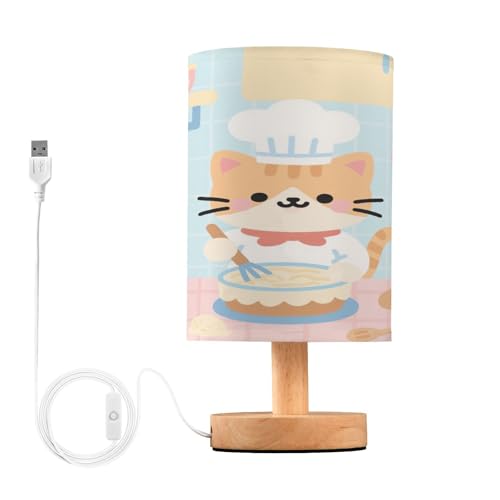Cartoon Cute Cats Chef Blue Table Top Lamps Bathroom Night Light for Classroom Table Lamps for Boys for Small Spaces lampara de mesa para sala von Amooorous
