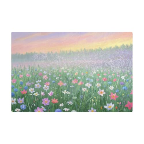 Colorful Dream Ölgemälde Garten Blumen Arbeitsplatte Kaffee Matten Leder saugfähig schnell trocknend Matte für Theke von Amooorous
