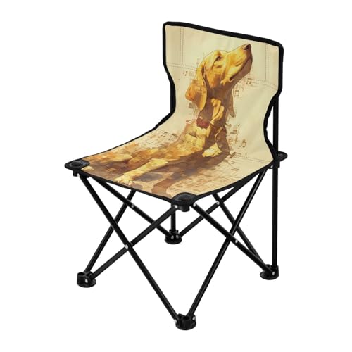 Digital Art Golden Retriever Dog White Sheet Music Score Gold Compact Camp Chair Ultralight Hiking Chairs Backpacking Ultralight Carry Bag Included for Indoor Lawn von Amooorous