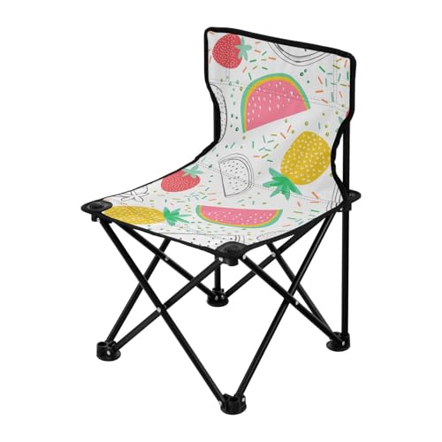 Faltbare robuste Campingstühle mit buntem Obstmuster, ultraleicht, Strandkorb, Tragetasche, inklusive Wanderstühle, Rucksackreisen, ultraleicht, für Eisfischen, Reisen von Amooorous