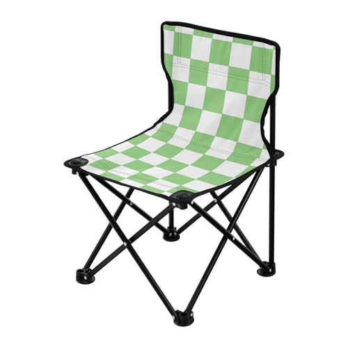 Faltbarer Campingstuhl, grüner und weißer amerikanischer Plaid, leichter Rucksack, Strandstühle für Erwachsene, inklusive Tragetasche, Rasenstühle für Erwachsene, strapazierfähig, für Sport, Wandern von Amooorous
