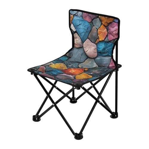 Faltbarer Campingstuhl mit buntem Naturstein-Muster, leichter Klappstuhl, Tragetasche, Outdoor-Stuhl zum Angeln im Freien Faltbarer Campingstuhl mit buntem Naturstein-Muster, leichter Klappstuhl, Tragetasche, Outdoor-Stuhl zum Angeln im Freien von Amooorous