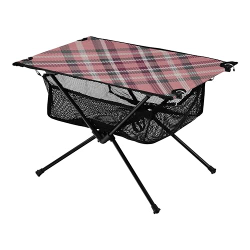Faltbarer Couchtisch, Büffelkaro, Schottenkaro, Schottland, Pfirsichfarben, Schwarz, Weiß, Lila, ausziehbarer Outdoor-Möbeltisch mit Aufbewahrungstasche, für Sand, Outdoor, Picknick Faltbarer Couchtisch, Büffelkaro, Schottenkaro, Schottland, Pfirsichfarben, Schwarz, Weiß, Lila, ausziehbarer Outdoor-Möbeltisch mit Aufbewahrungstasche, für Sand, Outdoor, Picknick von Amooorous