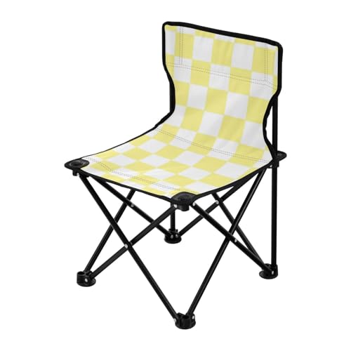 Faltbarer Jugend-Campingstuhl, leicht, Rucksack, Strandstühle für Erwachsene, mit Tragetasche, Outdoor-Stuhl für Konzert, Picknick, Gelb und Weiß von Amooorous