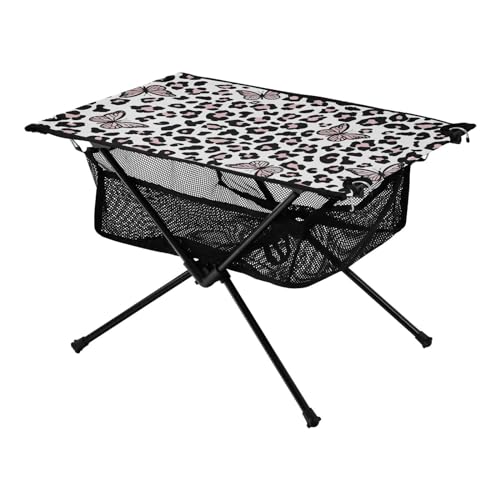 Faltbarer Tabletttisch Pfirsich Cottage Butterfly Design Ultra Compact Beach Drink Tisch mit Aufbewahrungstasche für Camping Wandern Outdoor Picknick von Amooorous