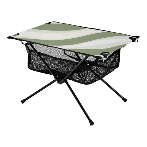 Faltbarer Tisch Outdoor Weiß Grün Design Einfache Streifen Tragbarer Strandtisch mit Tragetasche für Outdoor Küche Picknick von Amooorous