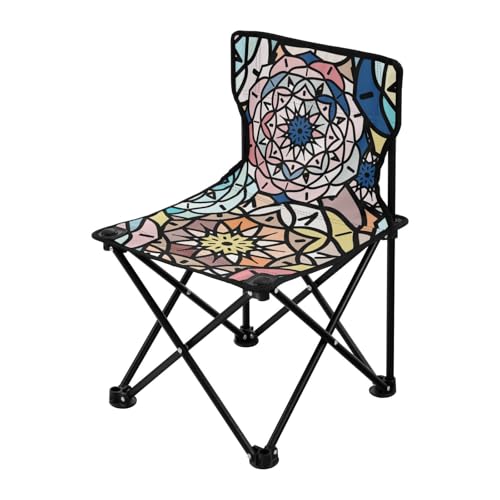 Farbenfroher Campingstuhl, Boho, Vintage, Blumenmuster, ultraleicht, leicht, faltbar, inklusive Tragetasche, tragbarer Stuhl zum Warten in der Schlange für Sport, Reisen von Amooorous