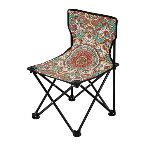 Farbenfroher Kunst-Vintage-Stil, Texturen, kompakter, ultraleichter Campingstuhl, ultraleicht, Strandkorb, Tragetasche, Rasenstühle für Erwachsene, strapazierfähig für Wandern, Camping von Amooorous
