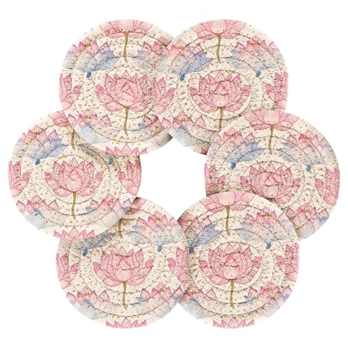 Flower Peach Summer Boho Decorative No Sweat Coasters Office Coasters for Drinks Porta Vasos Tabletop Protection Set of 6 with Holder von Amooorous