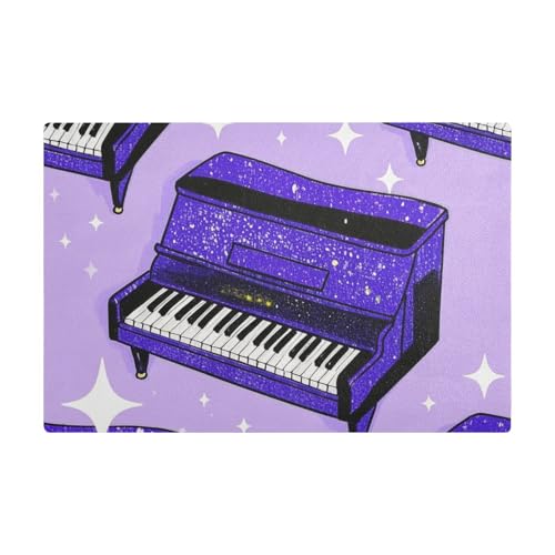 Gefälschte Glitzer-Cartoon-Musik-Klavier-Kaffeematten für Küchentheke, Leder, saugfähig, schnelle Matte unter der Kaffeemaschine für Theke von Amooorous