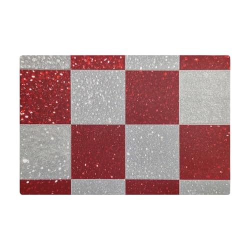 Gefälschte Glitzer-Schachbrett-Quadrate, weiß-rot, Kaffeematten für Arbeitsplatten, Leder, schnell absorbierende Matte für Kaffeemaschine für Arbeitsplatten Gefälschte Glitzer-Schachbrett-Quadrate, weiß-rot, Kaffeematten für Arbeitsplatten, Leder, schnell absorbierende Matte für Kaffeemaschine für Arbeitsplatten von Amooorous