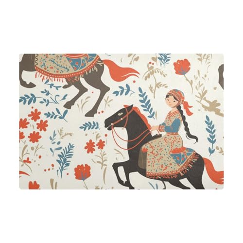 Girl Flowers Boho Horse Coffee Mat for Coffee Maker Leather Absorbent Quick Mat Under Coffee Machine for Coffee Maker Girl Flowers Boho Horse Coffee Mat for Coffee Maker Leather Absorbent Quick Mat Under Coffee Machine for Coffee Maker von Amooorous