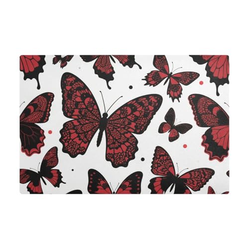 Gotische rote und schwarze Halloween-Kaffeematte mit Spitze, Schmetterling, für Theke, Leder, schnell absorbierende Kaffeemaschine, Matten für Theke Gotische rote und schwarze Halloween-Kaffeematte mit Spitze, Schmetterling, für Theke, Leder, schnell absorbierende Kaffeemaschine, Matten für Theke von Amooorous