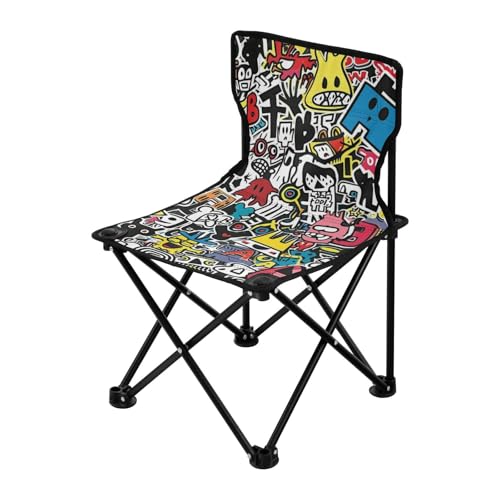 Graffiti Art Trend Play Stickers Tragbare Campingstühle für Erwachsene Ultraleichter Strandkorb mit Tragetasche Eisangelstühle für Camping Outdoor von Amooorous