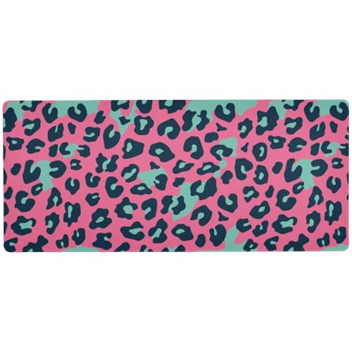 Große Schreibtischunterlage für Tastatur und Maus für Home Office Essentials Gaming-Mauspad, groß, 80 x 30 cm, Rosa und Grün von Amooorous