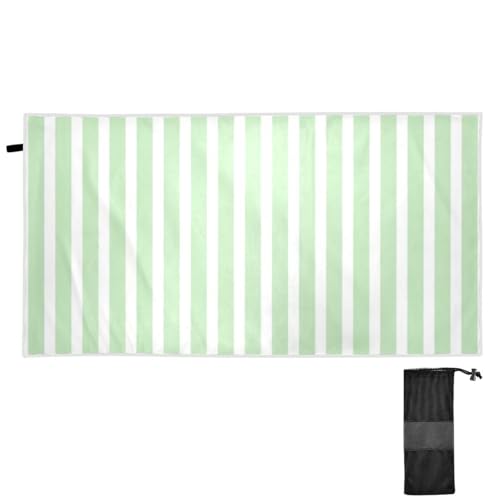 Große Strandtücher mit grünen und weißen Streifen, 78,7 x 177,8 cm, schnell trocknend und leicht, Pool-Handtücher oder Strandtücher, Strandzubehör, Urlaub von Amooorous
