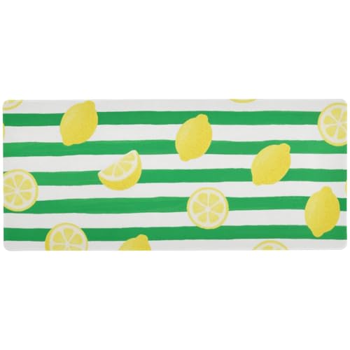 Grün-weiß gestreifte Zitronenfrucht, multifunktional, groß, Mauspads für Schreibtisch, moderne Matte für Tastatur und Maus, 80 x 30 cm von Amooorous