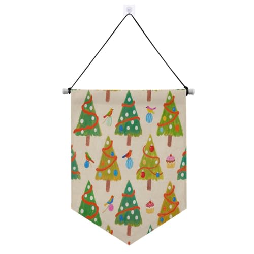 Grüner Weihnachtsbaum-Banner mit Teleskopstange, lustige Banner für Zimmer, Party-Dekorationen für Türen, Wände, Fenster, Gärten, Hof-Banderinen für Fiestas von Amooorous