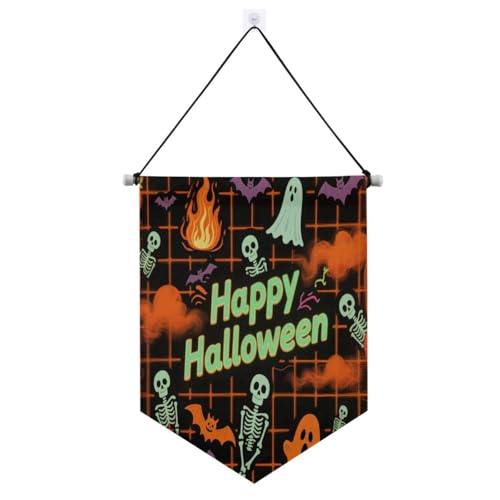 Halloween-Kürbis-Banner zum Aufhängen mit Teleskopstange, Flagge, Wimpel, Banner, Party-Banner und Dekorationen für Türen, Wände, Fenster, Gärten, Hof, Banderitas, Para Fiestas von Amooorous