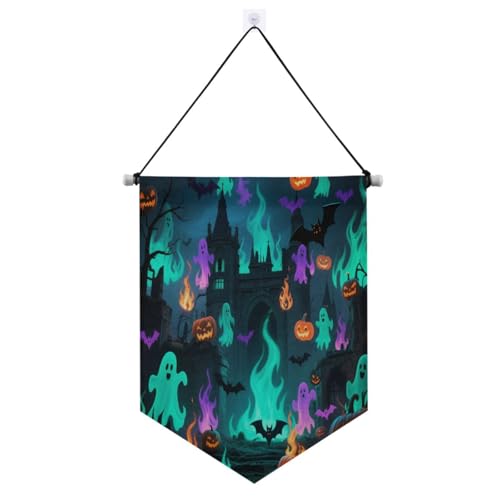 Halloween-Wandbanner mit Teleskopstange, Wandbehang, Party-Dekorationen für Tür, Wände, Fenster, Gärten, Hof, Banderinen für Fiestas von Amooorous