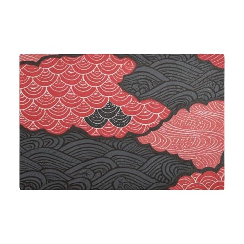 Japanische Zephyr-Kirschblütenwellen-Kaffeematte für Kaffeemaschine, Leder, absorbierende Kaffeemaschine, Pads für Arbeitsplatten für Kaffeemaschine, Rot / Schwarz Japanische Zephyr-Kirschblütenwellen-Kaffeematte für Kaffeemaschine, Leder, absorbierende Kaffeemaschine, Pads für Arbeitsplatten für Kaffeemaschine, Rot / Schwarz von Amooorous