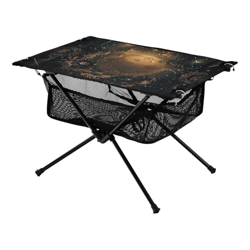 Klappbarer Outdoor-Tisch Schwarz und Gold, Tarot-Astrologie, Campingtisch, zusammenklappbar, für Fische, Grillen, Camping Klappbarer Outdoor-Tisch Schwarz und Gold, Tarot-Astrologie, Campingtisch, zusammenklappbar, für Fische, Grillen, Camping von Amooorous
