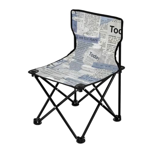 Klappstuhl für Erwachsene, Motiv: englische Patchwork-Zeitung, Blau und Grau, strapazierfähig, ultraleicht, Rucksackreisen, Tragetasche, Rasenstuhl für draußen und draußen Klappstuhl für Erwachsene, Motiv: englische Patchwork-Zeitung, Blau und Grau, strapazierfähig, ultraleicht, Rucksackreisen, Tragetasche, Rasenstuhl für draußen und draußen von Amooorous