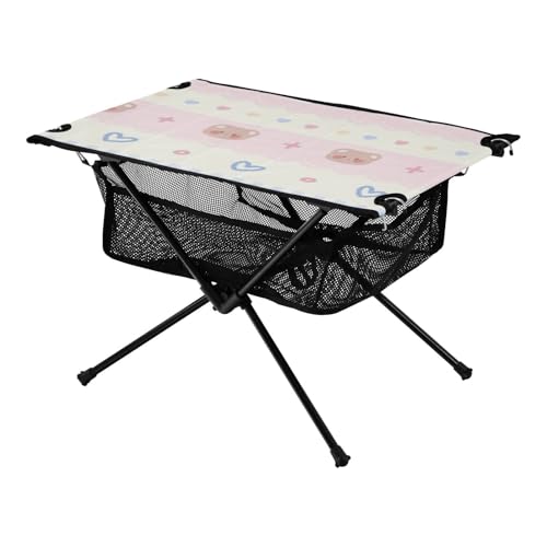 Klapptisch, Pfirsichblau, niedlicher Cartoon-Bär, Dessertladen, zusammenklappbar, Oxford-Picknicktisch mit Tragetasche für Camping, Wandern, Outdoor, Picknick Klapptisch, Pfirsichblau, niedlicher Cartoon-Bär, Dessertladen, zusammenklappbar, Oxford-Picknicktisch mit Tragetasche für Camping, Wandern, Outdoor, Picknick von Amooorous