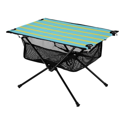 Klapptisch Blau-Gelb Horizontale Streifen Stabiler Picknicktisch mit Tragetasche für Outdoor Kochen Picknick Camping Reisen Klapptisch Blau-Gelb Horizontale Streifen Stabiler Picknicktisch mit Tragetasche für Outdoor Kochen Picknick Camping Reisen von Amooorous