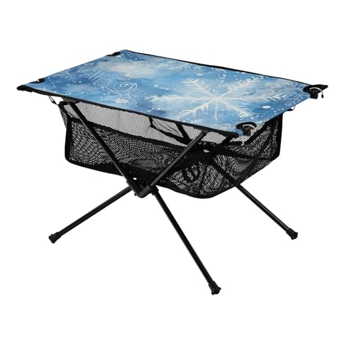 Klapptisch Blau und Weiß Frost Blumen Picknicktisch mit Tragetasche für Outdoor Strand Grill BBQ Reisen Klapptisch Blau und Weiß Frost Blumen Picknicktisch mit Tragetasche für Outdoor Strand Grill BBQ Reisen von Amooorous
