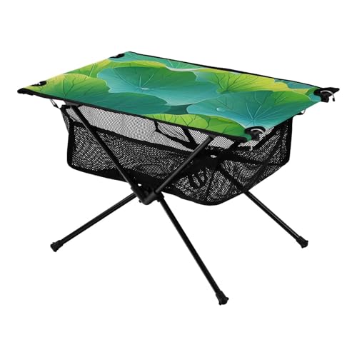 Klapptisch Camping Grün Sommer Frische Blume Licht Stabil Packbar Outdoor Tisch mit Aufbewahrungstasche für Sand Outdoor Picknick von Amooorous