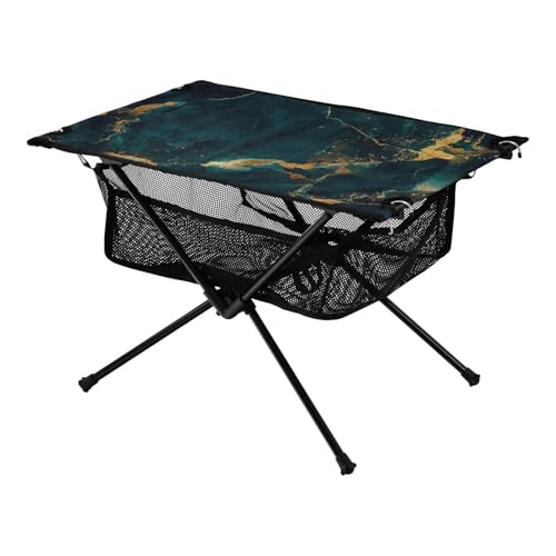 Klapptisch Camping Marineblau Gold Marmor Textur Klein Leicht Tragbar Tisch mit Aufbewahrungstasche für Sand Outdoor Picknick von Amooorous